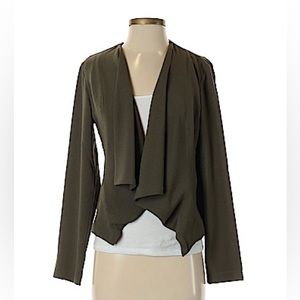 Monteau Size M Open Blazer Solid Olive Green Size M